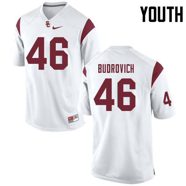 Youth #46 Reid Budrovich USC Trojans College Football Jerseys Sale-White